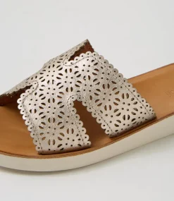 Women DIANA FERRARI Flats|Sandals-Neene Platino White Leather Sandals