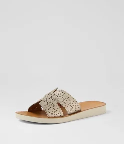 Women DIANA FERRARI Flats|Sandals-Neene Platino White Leather Sandals