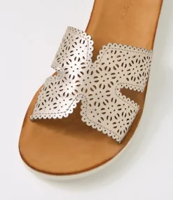 Women DIANA FERRARI Flats|Sandals-Neene Platino White Leather Sandals