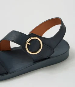 Women DIANA FERRARI Flats|Sandals-Nhilo Navy Leather Sandals
