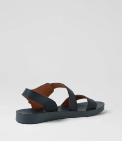 Women DIANA FERRARI Flats|Sandals-Nhilo Navy Leather Sandals