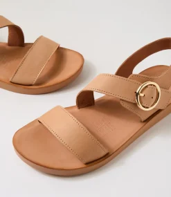 Women DIANA FERRARI Flats|Sandals-Nhilo Tan Natural Leather Sandals