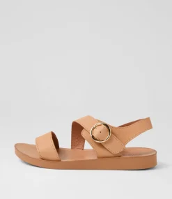 Women DIANA FERRARI Flats|Sandals-Nhilo Tan Natural Leather Sandals