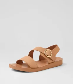 Women DIANA FERRARI Flats|Sandals-Nhilo Tan Natural Leather Sandals