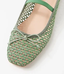 Women DIANA FERRARI Flats-Nidree Green Woven Flat Shoes