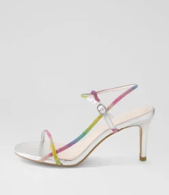 Women TOP END Heels|Sandals-Nierah Silver Rainbow Multi Sandals