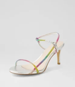 Women TOP END Heels|Sandals-Nierah Silver Rainbow Multi Sandals