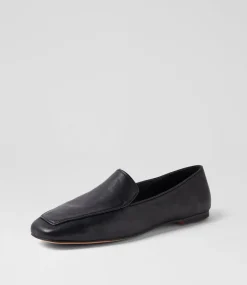 Women DIANA FERRARI Flats|Loafers-Ninoa Black Leather Loafers