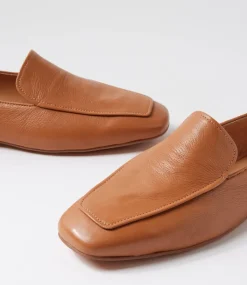 Women DIANA FERRARI Flats|Loafers-Ninoa Dark Tan Leather Loafers
