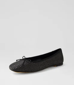 Women DIANA FERRARI Flats-Niver Black Woven Flat Shoes