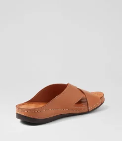 Women DIANA FERRARI Slides|Sandals-Nivero Tan Leather Slides