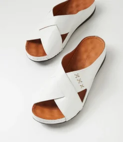 Women DIANA FERRARI Slides|Sandals-Nivero White Leather Slides
