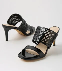 Women TOP END Heels|Sandals-Noja Black Patent Leather Sandals