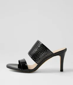 Women TOP END Heels|Sandals-Noja Black Patent Leather Sandals
