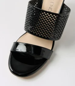 Women TOP END Heels|Sandals-Noja Black Patent Leather Sandals