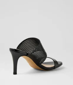 Women TOP END Heels|Sandals-Noja Black Patent Leather Sandals