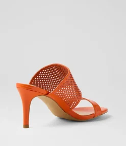 Women TOP END Heels|Sandals-Noja Orange Patent Leather Sandals