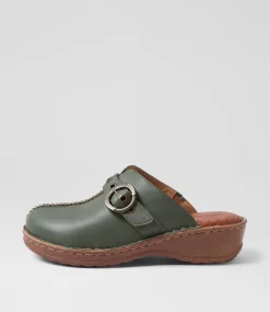 Women COLORADO Comfort|Heels-Nola Forest Green Leather Heels