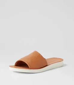 Women DIANA FERRARI Slides|Flats-Nomen Dark Tan White Leather Slides