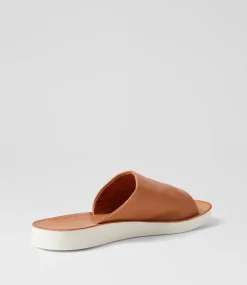 Women DIANA FERRARI Slides|Flats-Nomen Dark Tan White Leather Slides