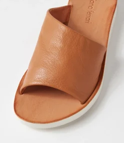 Women DIANA FERRARI Slides|Flats-Nomen Dark Tan White Leather Slides