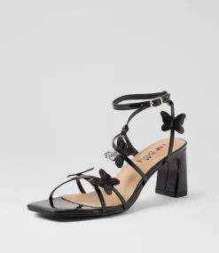 Women I LOVE BILLY Heels|Sandals-Nujean Black Patent Pu Sandals