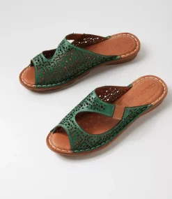 Women COLORADO Comfort|Slides-Nura Green Leather Slides