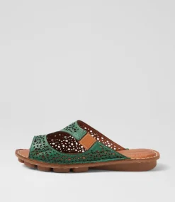 Women COLORADO Comfort|Slides-Nura Green Leather Slides