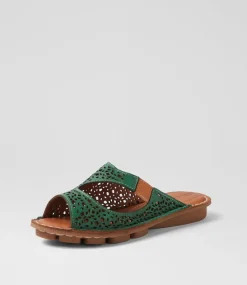 Women COLORADO Comfort|Slides-Nura Green Leather Slides