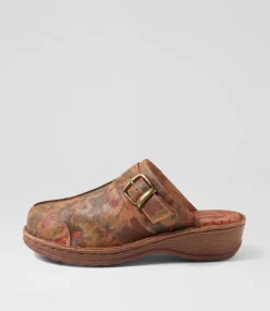 Women COLORADO Comfort|Heels-Nyla Tan Floral Leather Heels