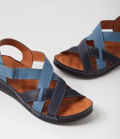 Women DIANA FERRARI Sandals-Nyled Navy Denim Leather Sandals