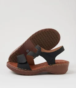 Women COLORADO Comfort|Heels-Nyrita Black Crazyhorse Leather Sandals