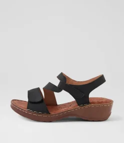 Women COLORADO Comfort|Heels-Nyrita Black Crazyhorse Leather Sandals