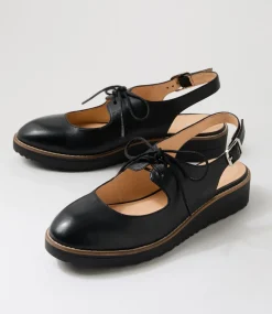 Women TOP END Flats-Ochas Black Leather Flat Shoes