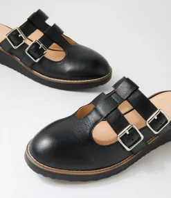 Women TOP END Flats-Ocheeky Black Leather Flat Shoes