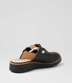Women TOP END Flats-Ocheeky Black Leather Flat Shoes