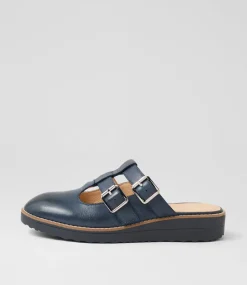 Women TOP END Flats-Ocheeky Navy Leather Flat Shoes