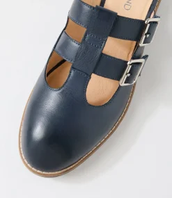 Women TOP END Flats-Ocheeky Navy Leather Flat Shoes