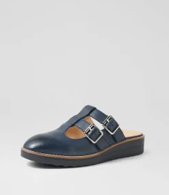 Women TOP END Flats-Ocheeky Navy Leather Flat Shoes