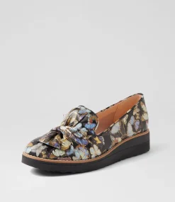 Women TOP END Flats|Loafers-Oclem Black Butterfly Leather Flat Shoes