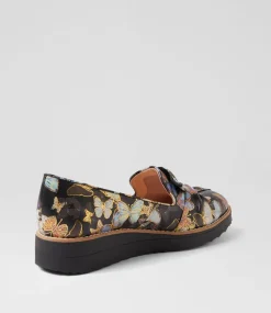 Women TOP END Flats|Loafers-Oclem Black Butterfly Leather Flat Shoes