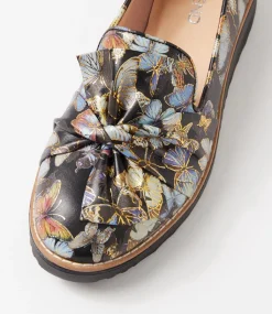 Women TOP END Flats|Loafers-Oclem Black Butterfly Leather Flat Shoes