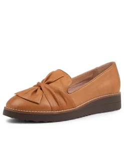 Women TOP END Loafers|Wedges-Oclem Dark Tan Leather Flat Shoes CS