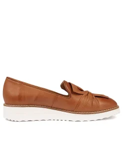 Women TOP END Wedges|Flats-Oclem Dark Tan Leather Flat Shoes