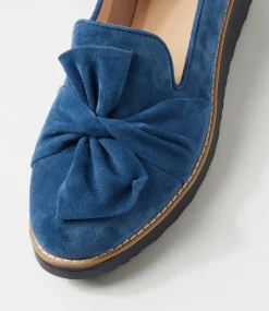 Women TOP END Loafers|Wedges-Oclem Light Navy Suede Flat Shoes