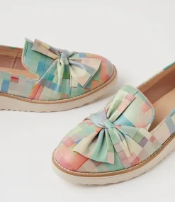 Women TOP END Loafers|Wedges-Oclem Multi Checkers Leather Flat Shoes