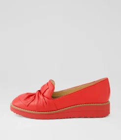 Women TOP END Loafers|Flats-Oclem Red Leather Loafers