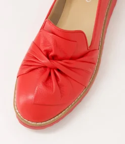 Women TOP END Loafers|Flats-Oclem Red Leather Loafers