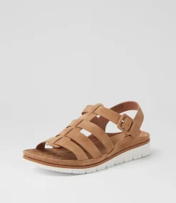 Women I LOVE BILLY Flats|Sandals-Oglioto Light Tan Nubuck Pu Sandals