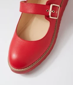 Women TOP END Mary Janes|Flats-Ohgees Red Leather Flat Shoes